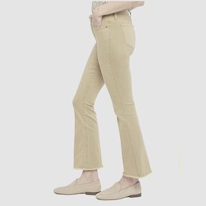 NYDJ Tummy Control 5-Pocket Lift Tuck Wide Leg High Rise Raw Hem Capri Jeans